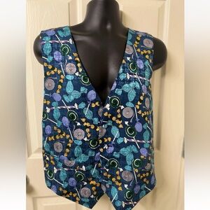 Vintage Silk Expression For Men's Candy Print Vest Black Multicolor Theme Sz L